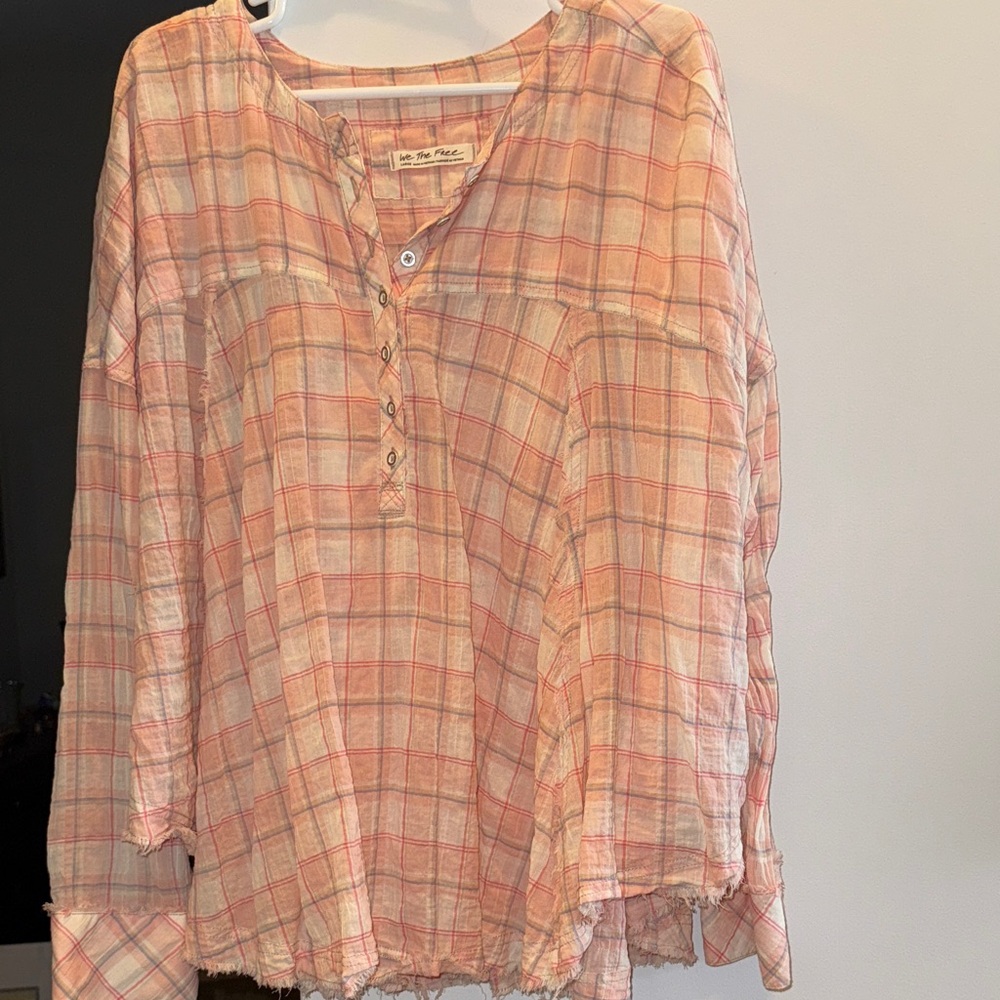 We The Free Plaid Blouse Size L